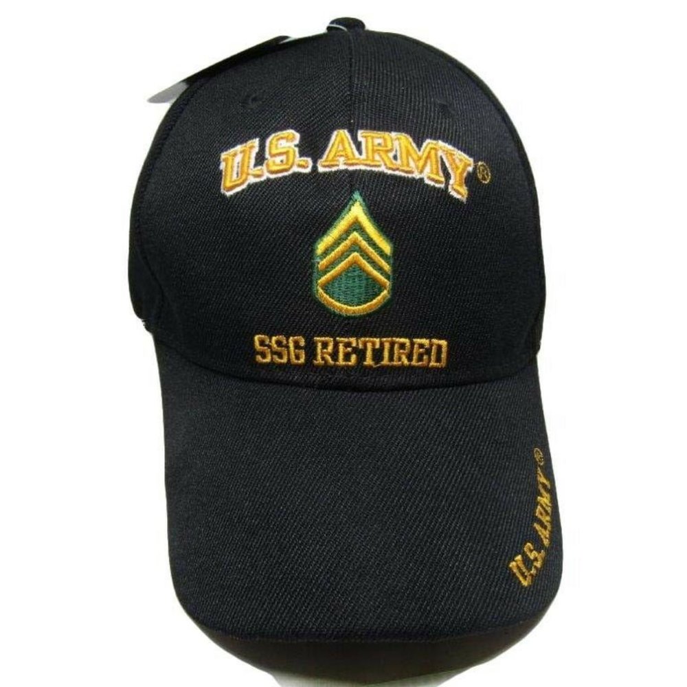 U.S. Army SSG Retired Military Black Embroidered C
